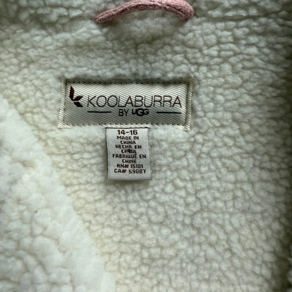 Koolaburra by UGG Girls Pink Faux Suede Shearling Moto Jacket Size 14-16 XL